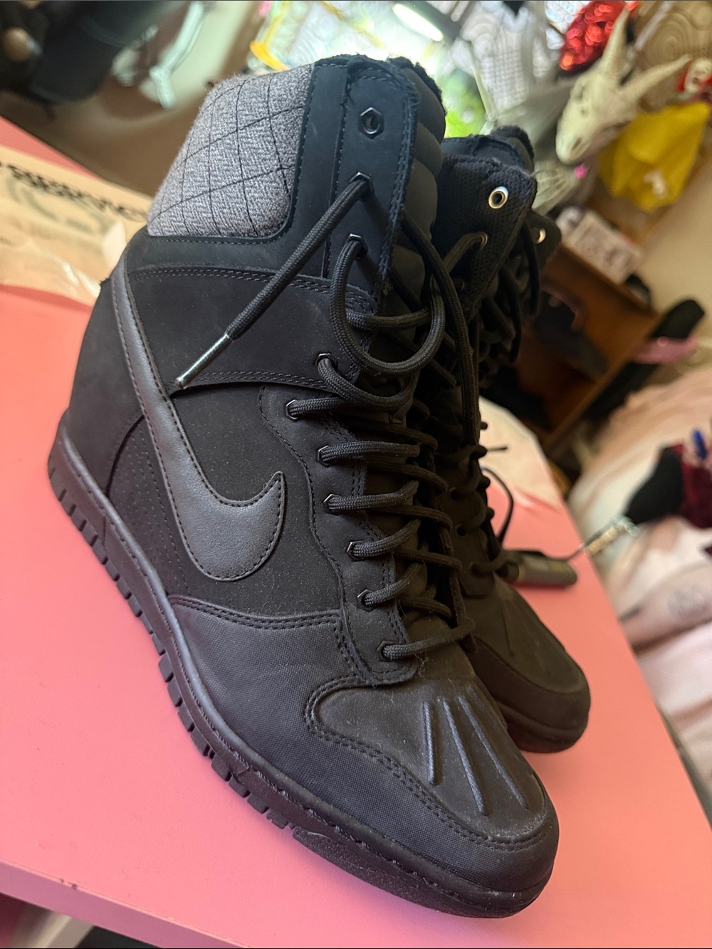 Nike Women’s Black High-Top Wedge Lace-Up Sneakers